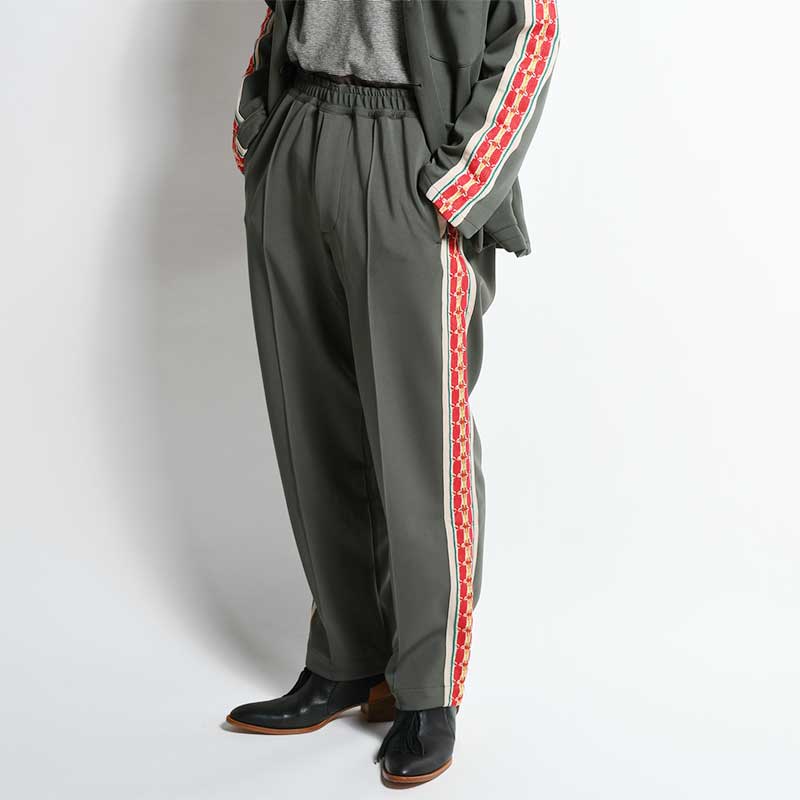 LACE TAPE TRACK PANTS -KHAKI- | IN ONLINE STORE