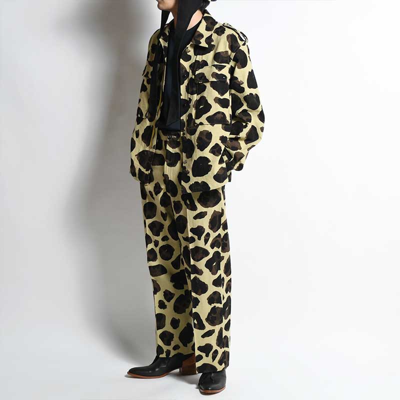 ANIMAL PATTERN LINEN SLACKS -MUSTARD- | IN ONLINE STORE