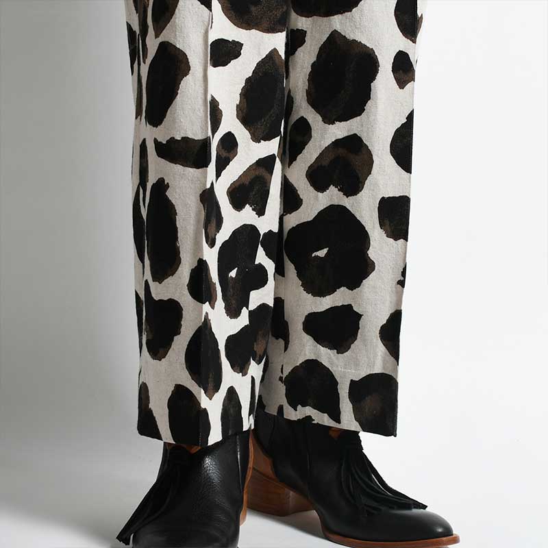 ANIMAL PATTERN LINEN SLACKS -NATURAL- | IN ONLINE STORE