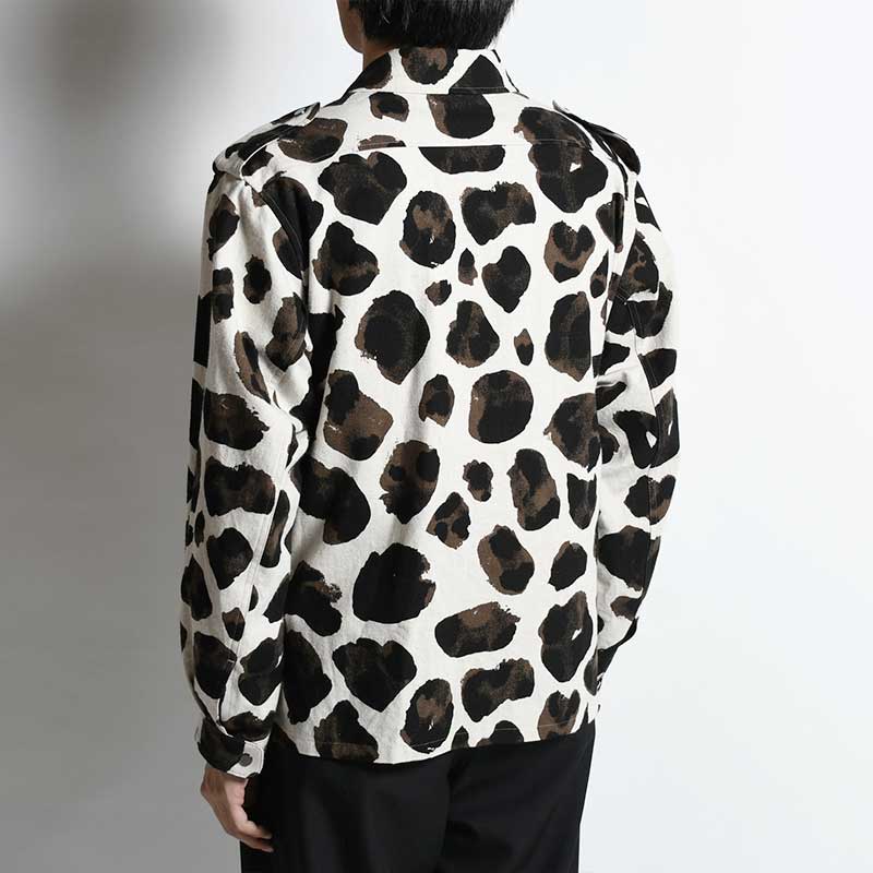 ANIMAL PATTERN LINEN SHIRT JACKET -NATURAL-