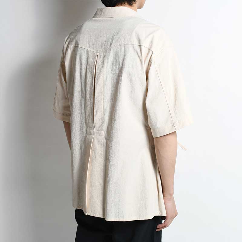 DRAWSTRING PK H/S BUSH SHIRT -LIGHT BEIGE- | IN ONLINE STORE