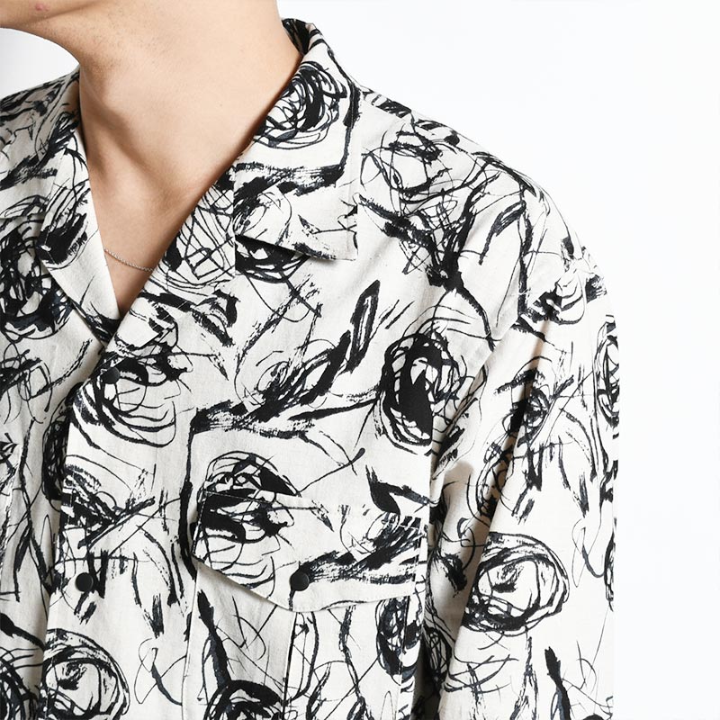 FLOWER SKETCH L/S SAFARI SHIRT -NATURAL-