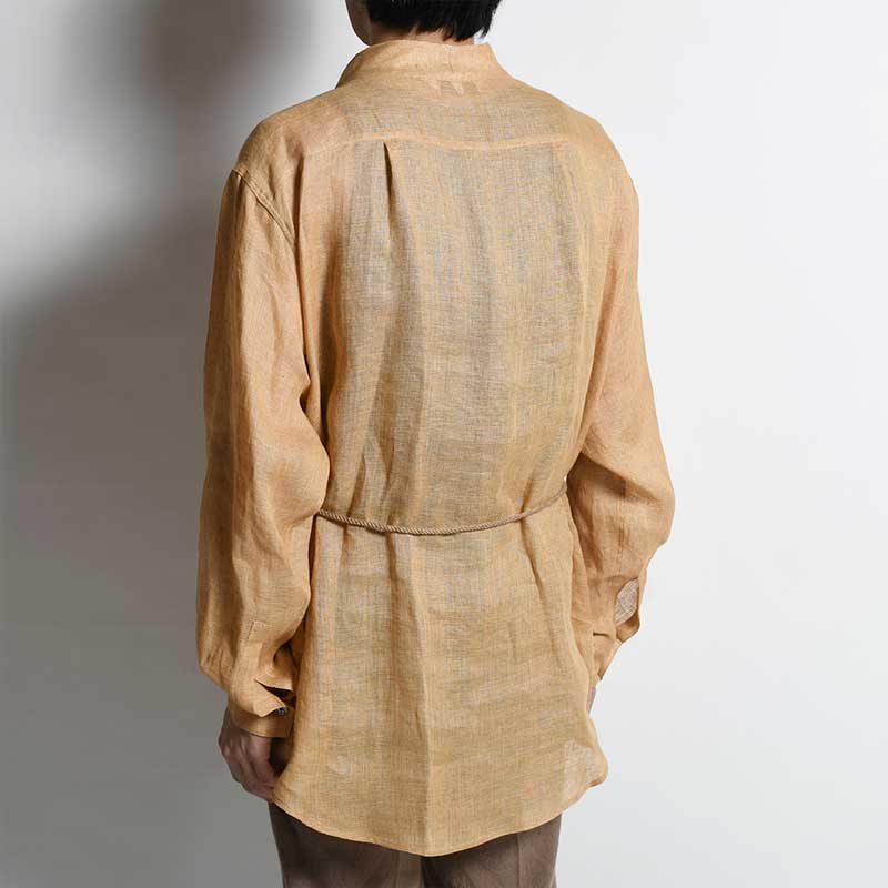 LINEN WA-NECK BIG SHIRT -BEIGE-