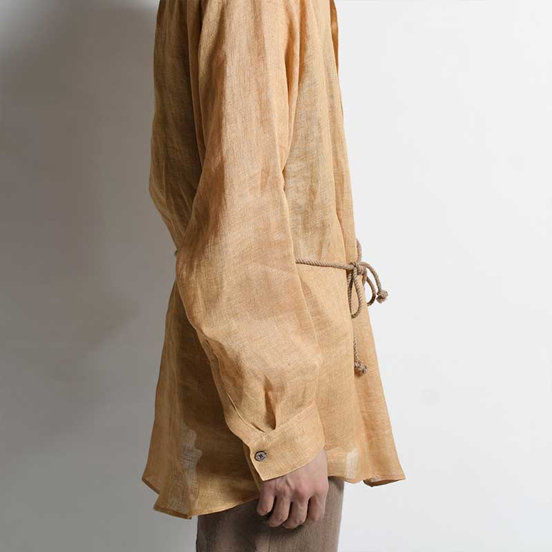 LINEN WA-NECK BIG SHIRT -BEIGE-