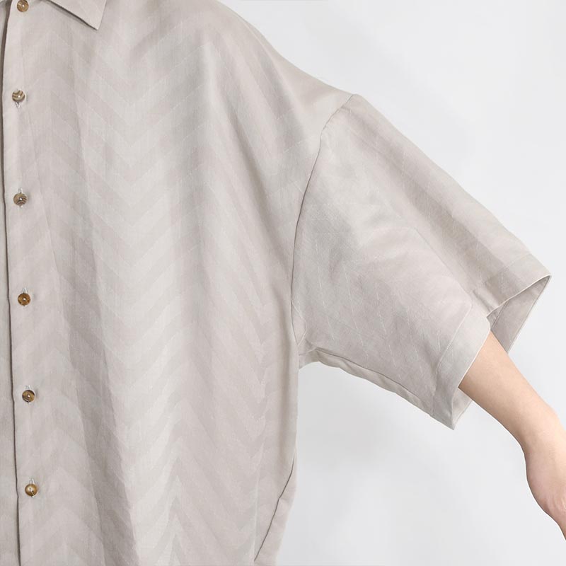 ZIGZAG BALLOON SHIRT -BEIGE-