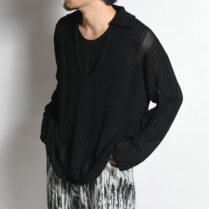 TODAYFUL】Lace Knit Shirt ブラック - Tシャツ/カットソー(半袖/袖なし)