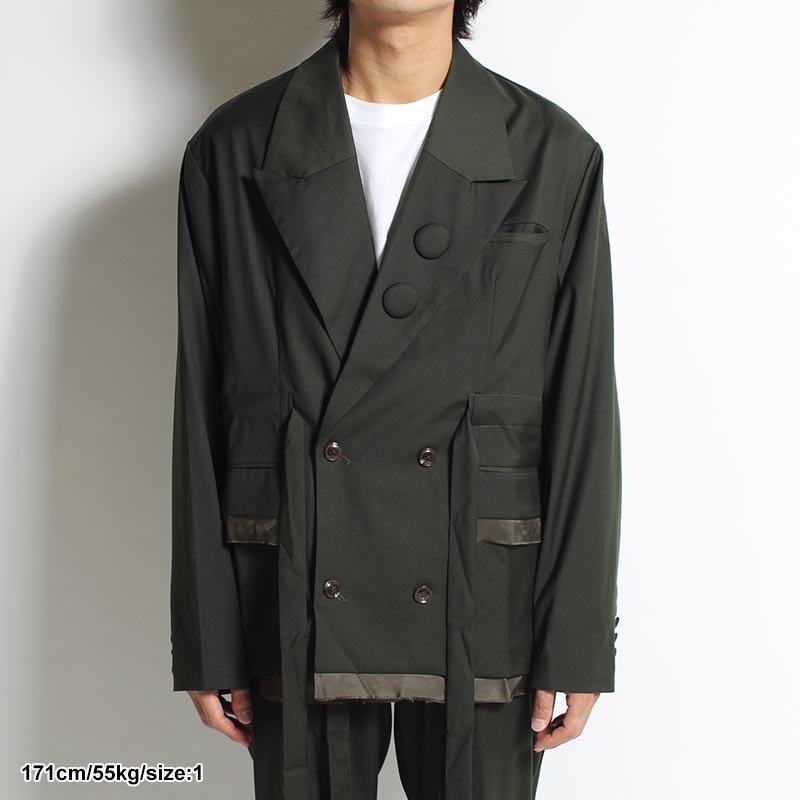 WAIST BELT TAILORED JACKET -GREEN- | IN ONLINE STORE