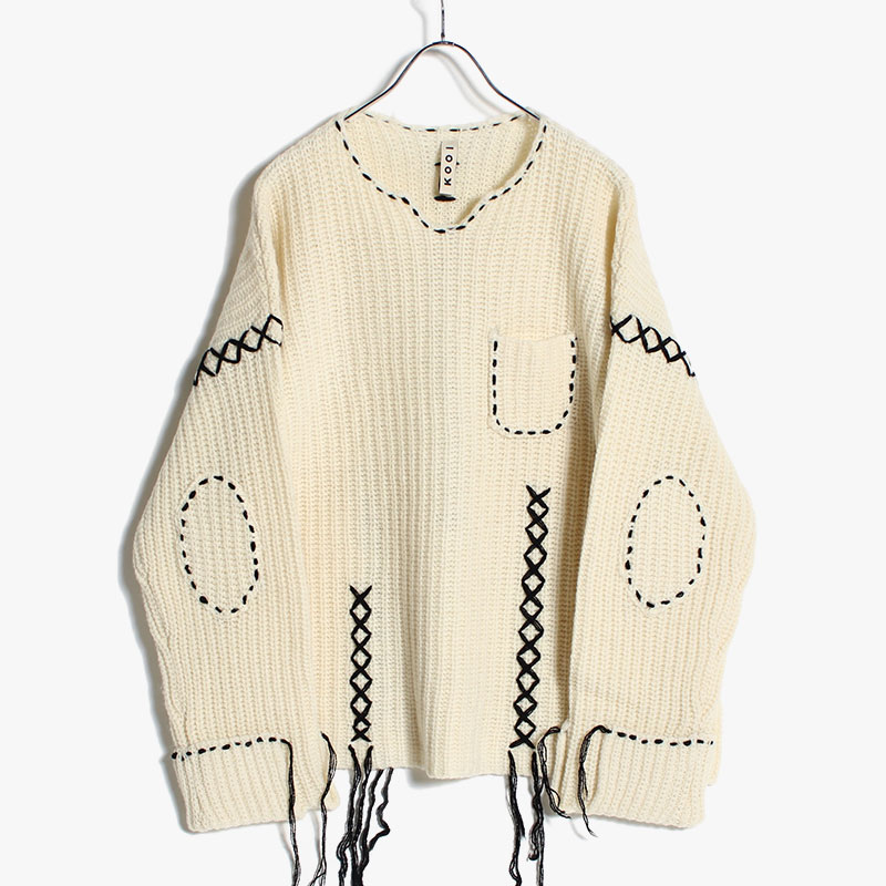 HAND STITCH ROUGHLY KNIT -WHITE- | IN ONLINE STORE