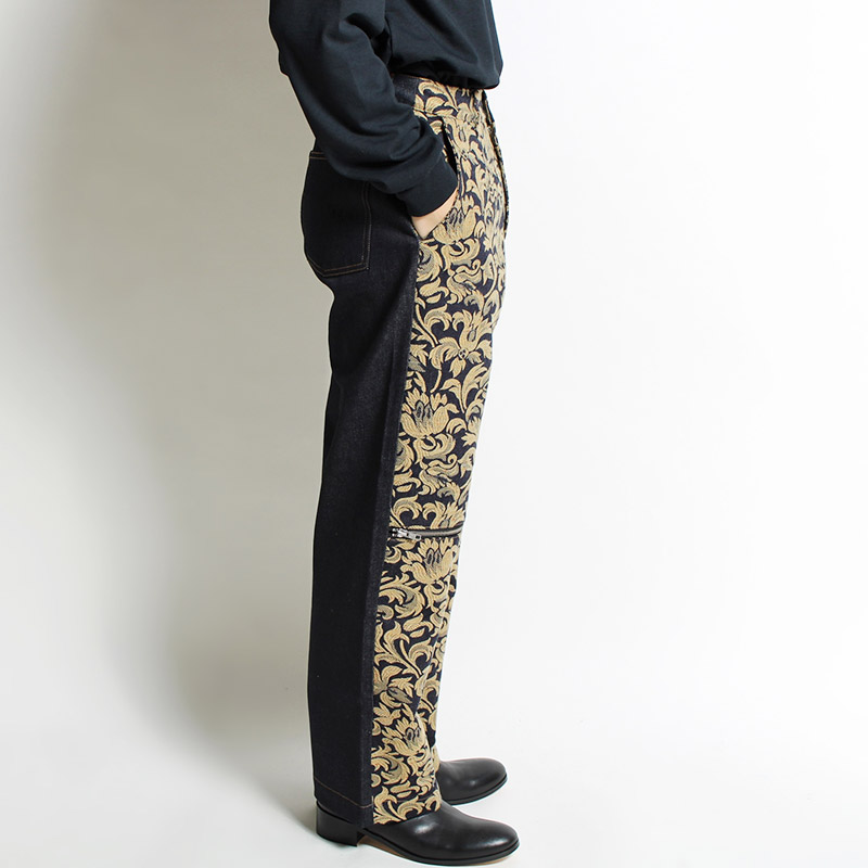 SWITCHING JACQUARD DENIM -INDIGO-