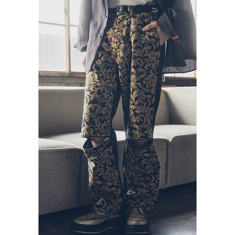SWITCHING JACQUARD DENIM -INDIGO-