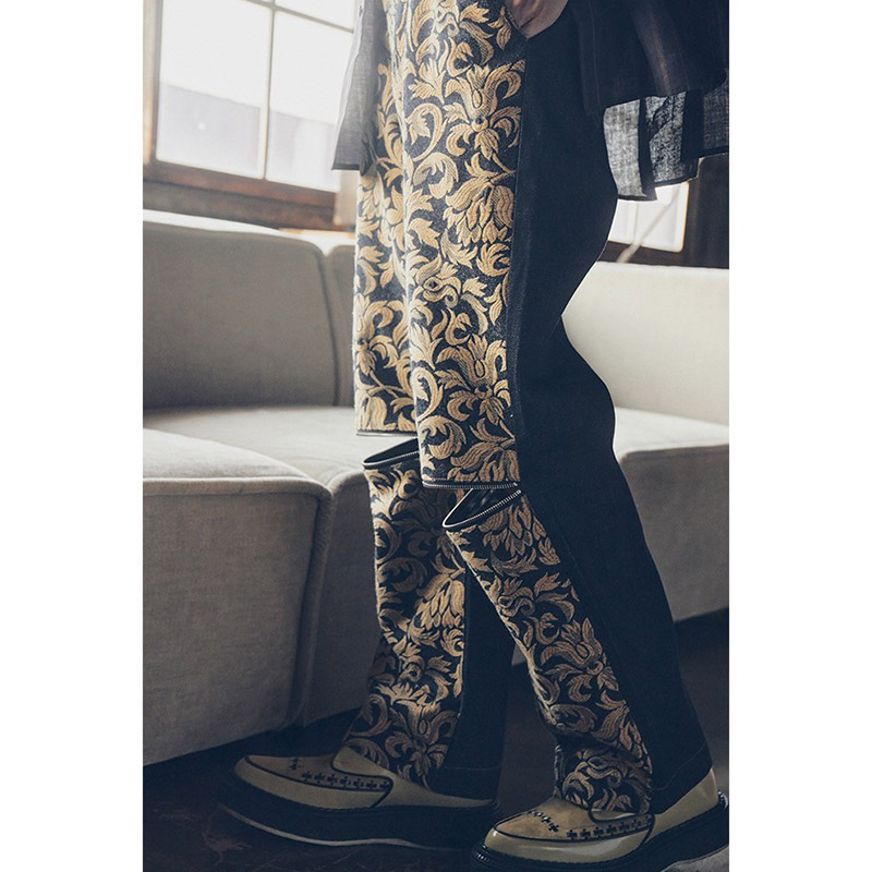 SWITCHING JACQUARD DENIM -INDIGO-