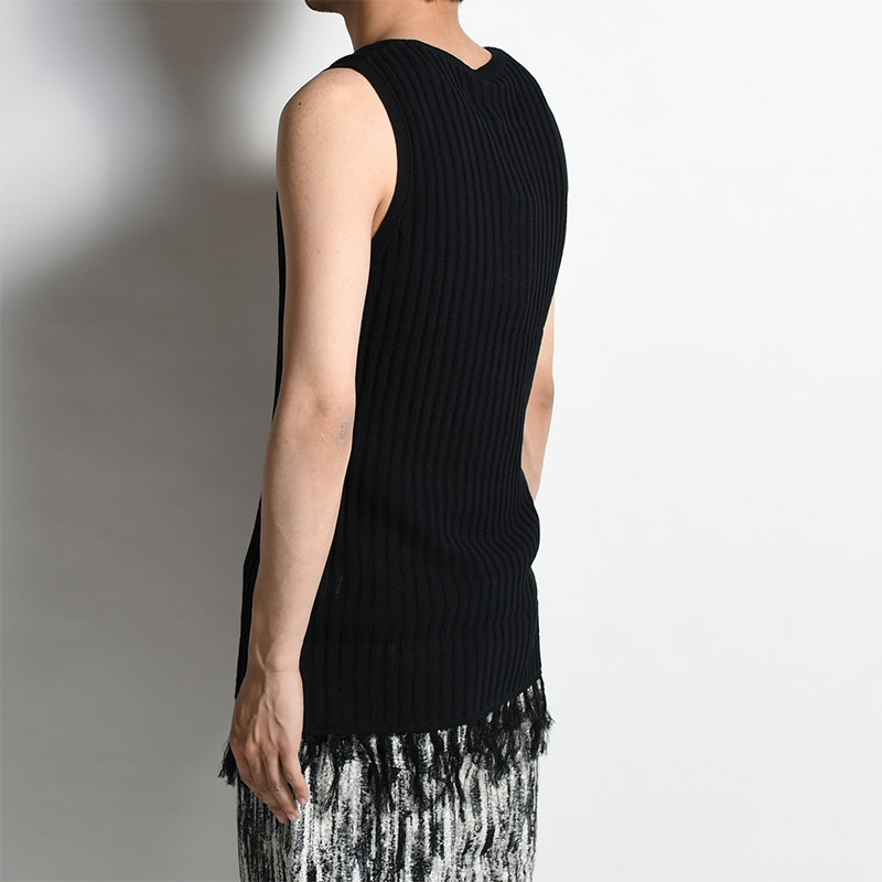 FRINGE KNIT TANKTOP -BLACK-