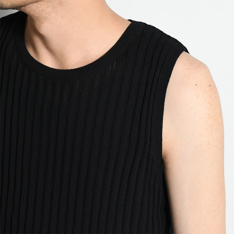 FRINGE KNIT TANKTOP -BLACK-