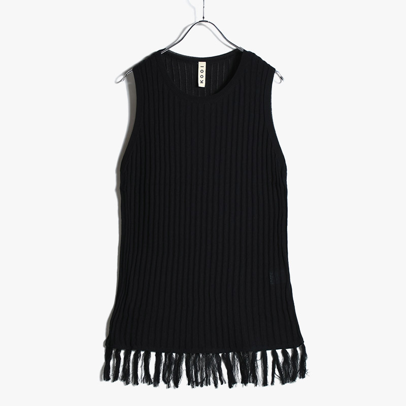 FRINGE KNIT TANKTOP -BLACK-