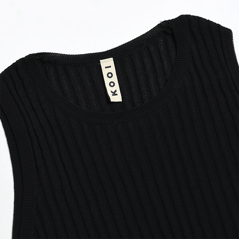 FRINGE KNIT TANKTOP -BLACK-