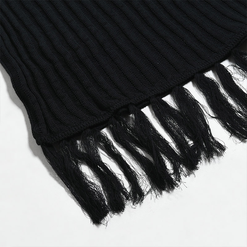 FRINGE KNIT TANKTOP -BLACK-