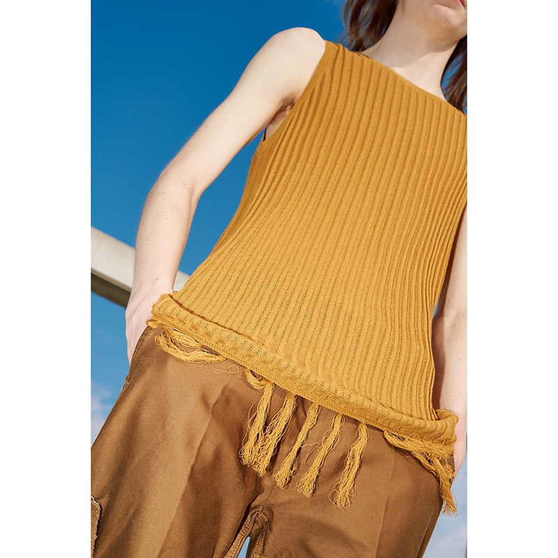 FRINGE KNIT TANKTOP -BLACK-