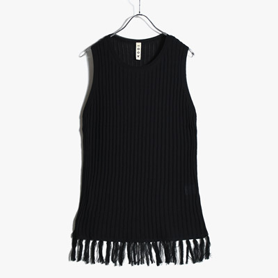 FRINGE KNIT TANKTOP -BLACK-