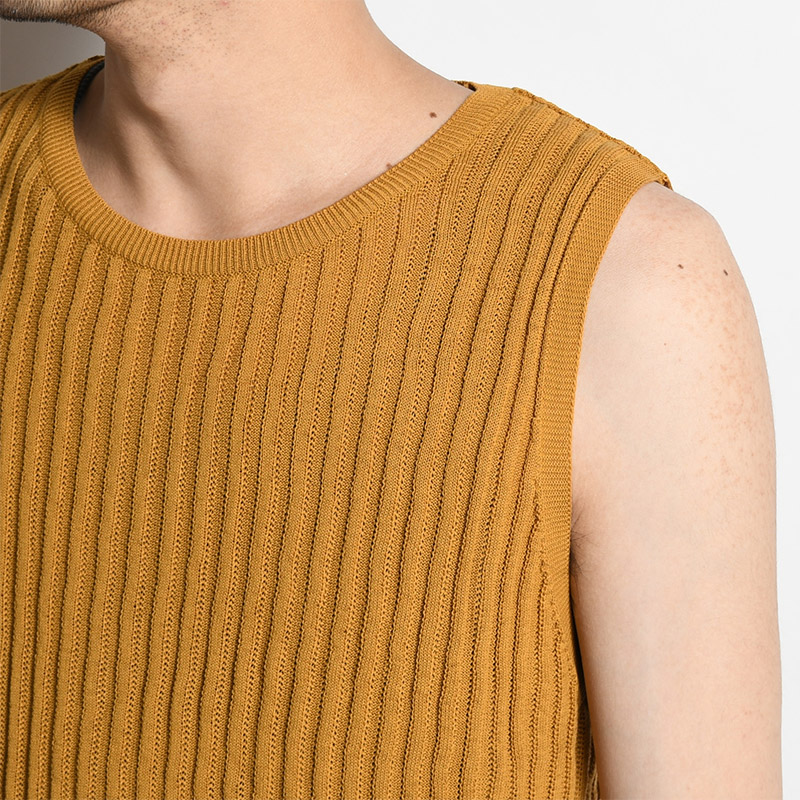 FRINGE KNIT TANKTOP -MUSTARD-