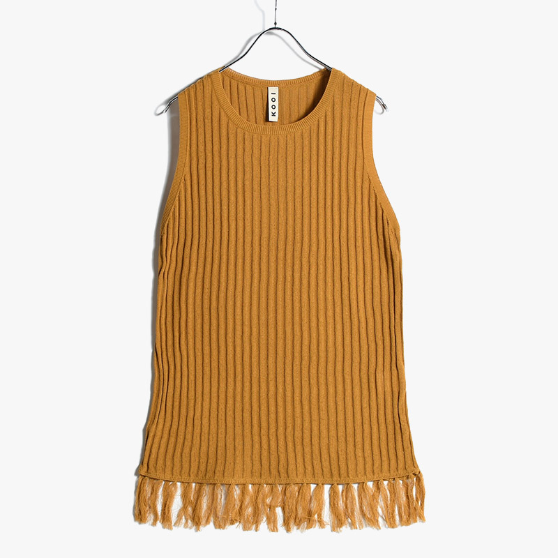 FRINGE KNIT TANKTOP -MUSTARD-