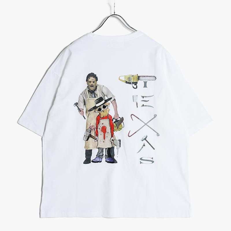 LEATHER FACE TEE -WHITE-