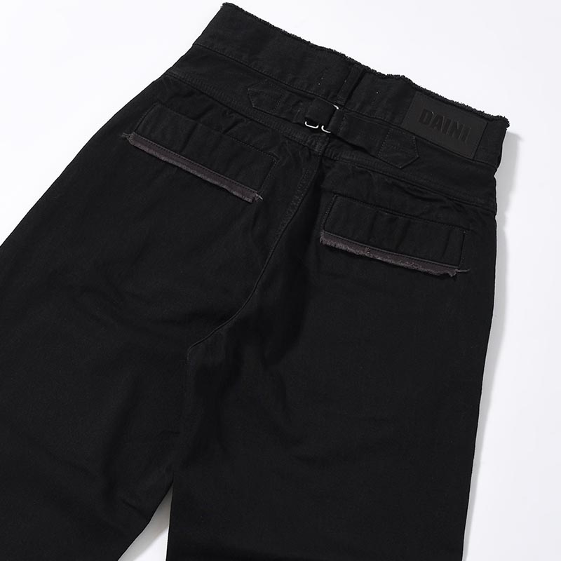 DENIM SLACKS -BLACK-