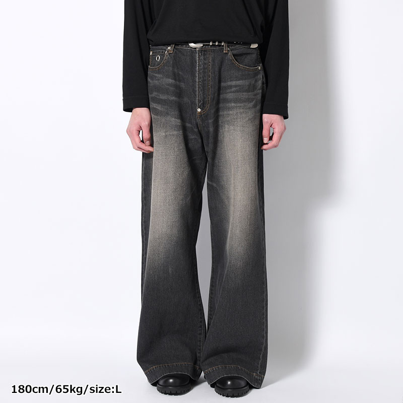 FADED DENIM PANTS -BLACK-