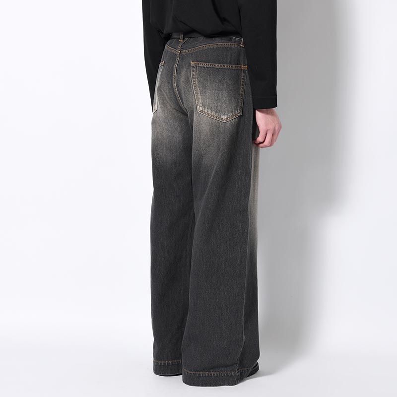 FADED DENIM PANTS -BLACK-