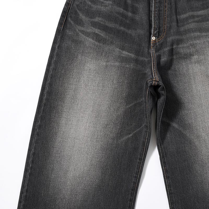 FADED DENIM PANTS -BLACK-