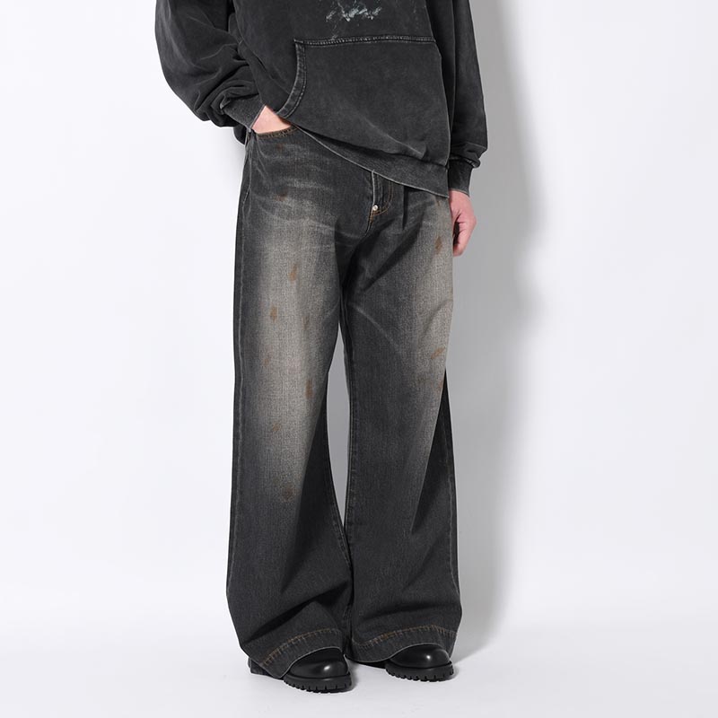 AGE FADED DENIM PANTS -BLACK2-