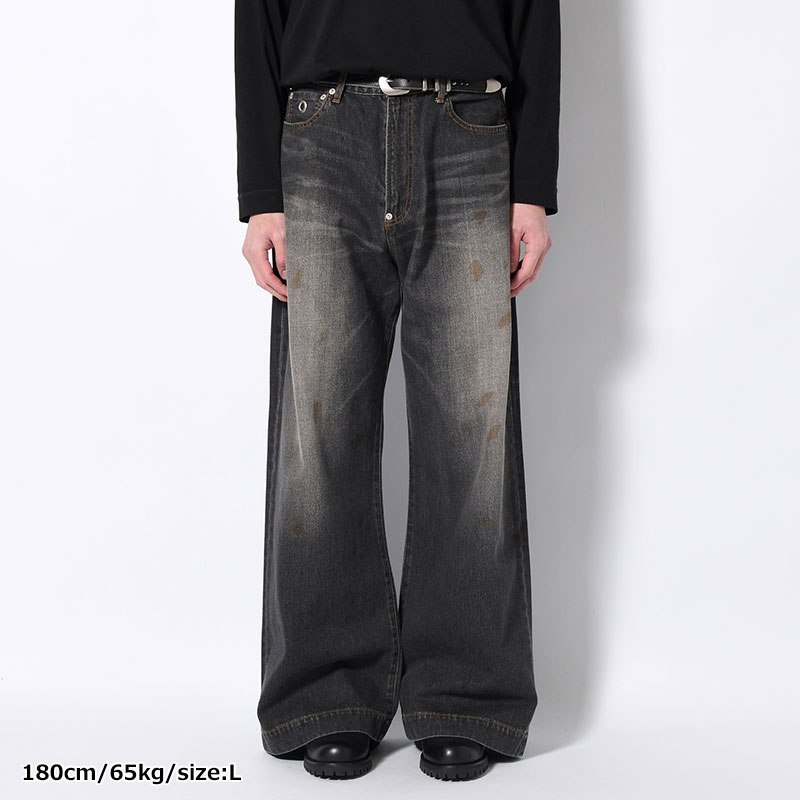 AGE FADED DENIM PANTS -BLACK2-