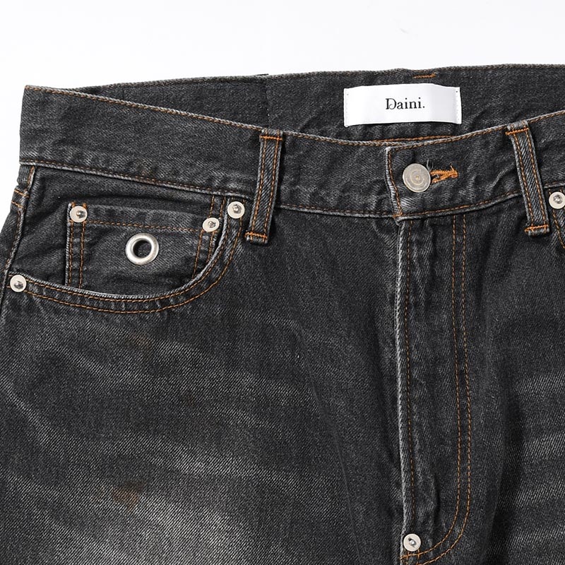 AGE FADED DENIM PANTS -BLACK2-