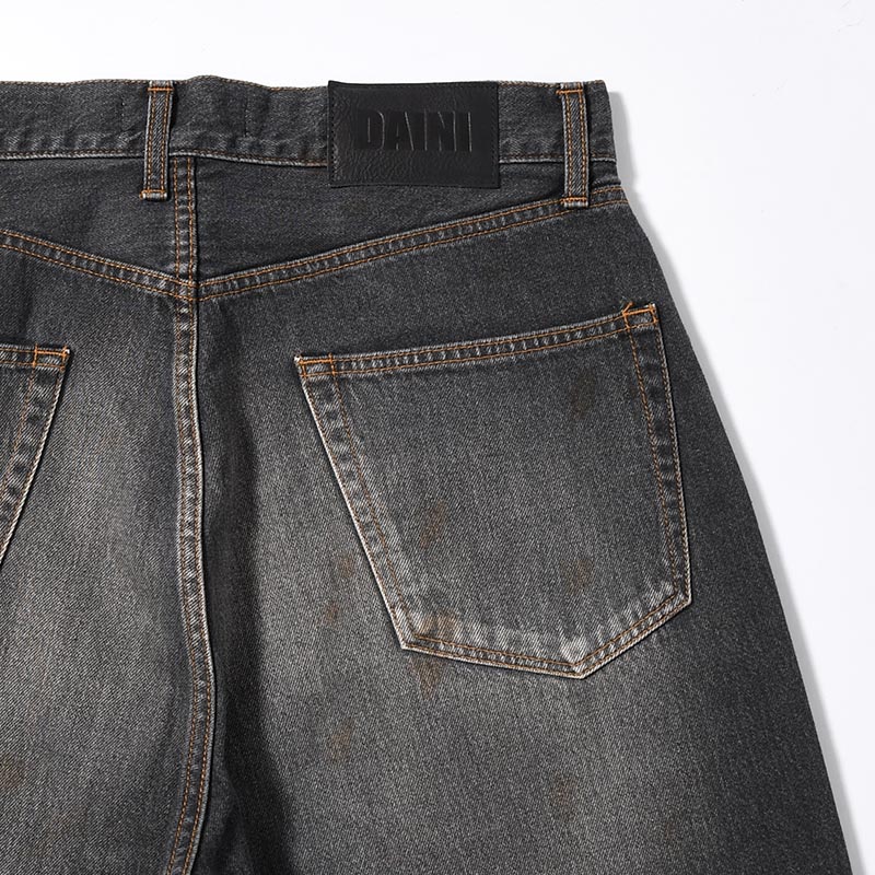 AGE FADED DENIM PANTS -BLACK2-