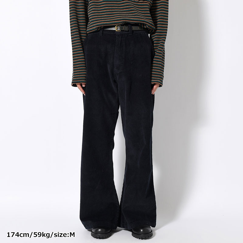 FLARE CORDUROY PANTS -NAVY-