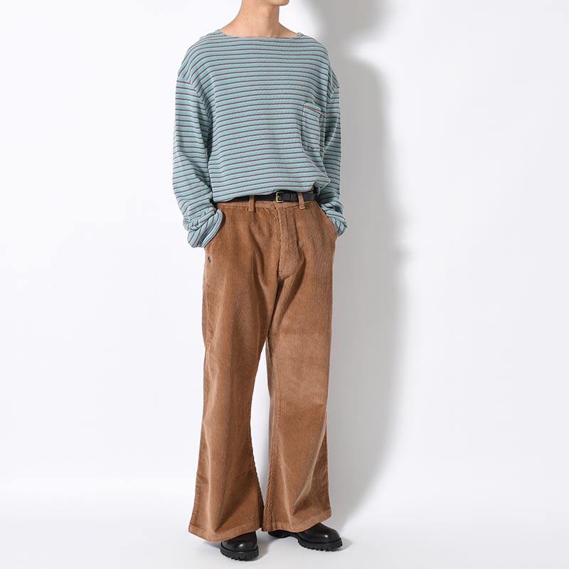 FLARE CORDUROY PANTS -BROWN-