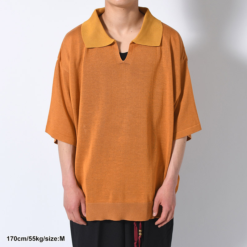 ECO FEEL KNIT POLO -BROWN-