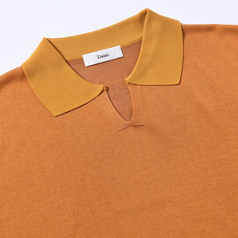 ECO FEEL KNIT POLO -BROWN-