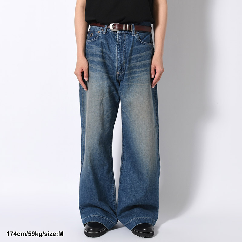 FADED DENIM PANTS -INDIGO-