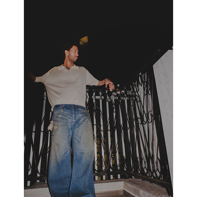 FADED DENIM PANTS -INDIGO-