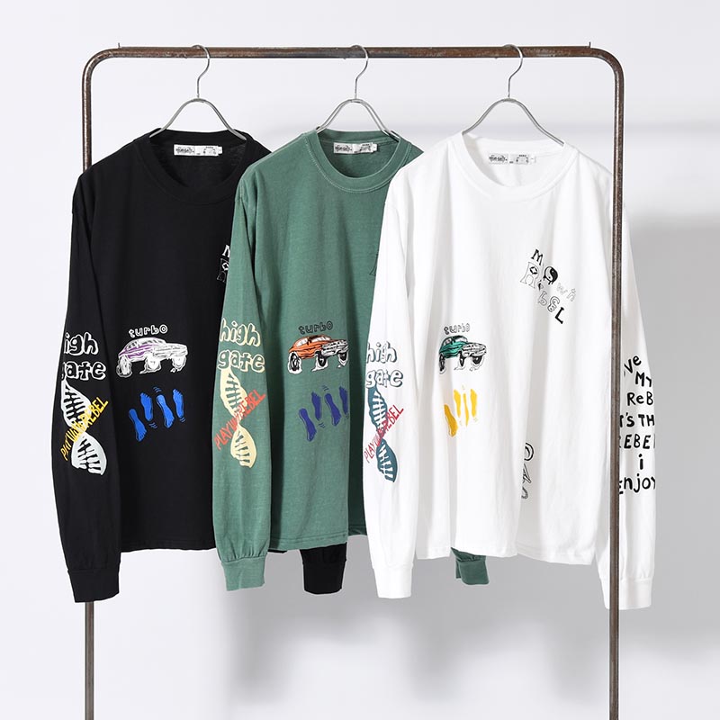 VINTAGE MULTI PRINT L/S TEE -3.COLOR-