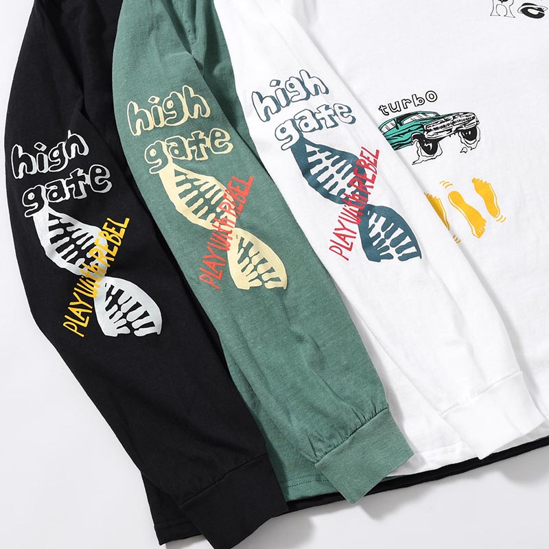 VINTAGE MULTI PRINT L/S TEE -3.COLOR-