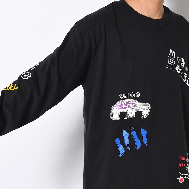 VINTAGE MULTI PRINT L/S TEE -3.COLOR-