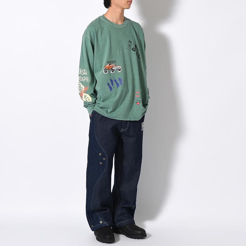 VINTAGE MULTI PRINT L/S TEE -3.COLOR-