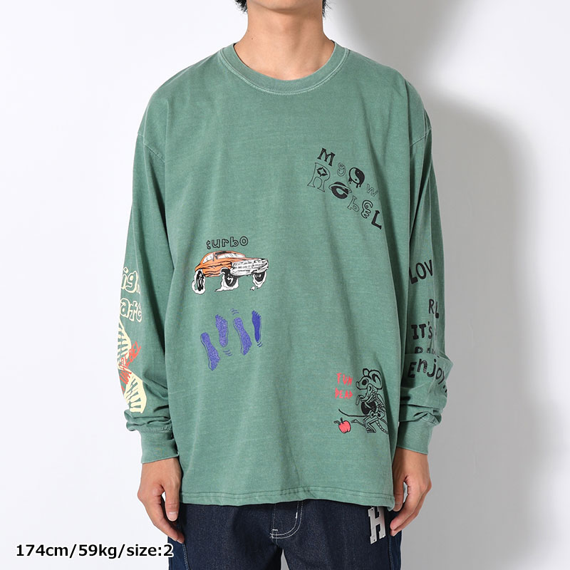 VINTAGE MULTI PRINT L/S TEE -3.COLOR-