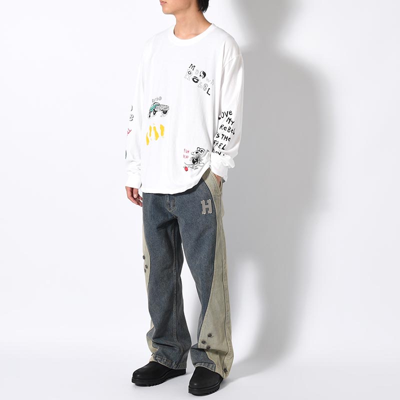 VINTAGE MULTI PRINT L/S TEE -3.COLOR-