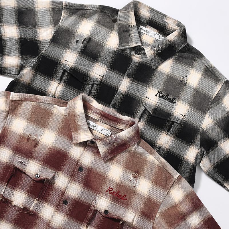 DESTROY CHECK SHIRT -2.COLOR-