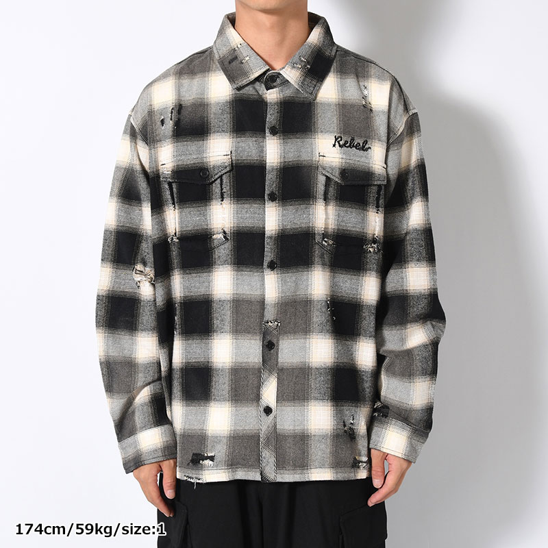 DESTROY CHECK SHIRT -2.COLOR-