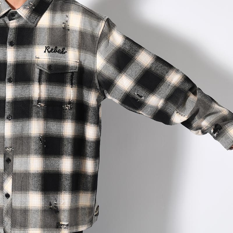 DESTROY CHECK SHIRT -2.COLOR-