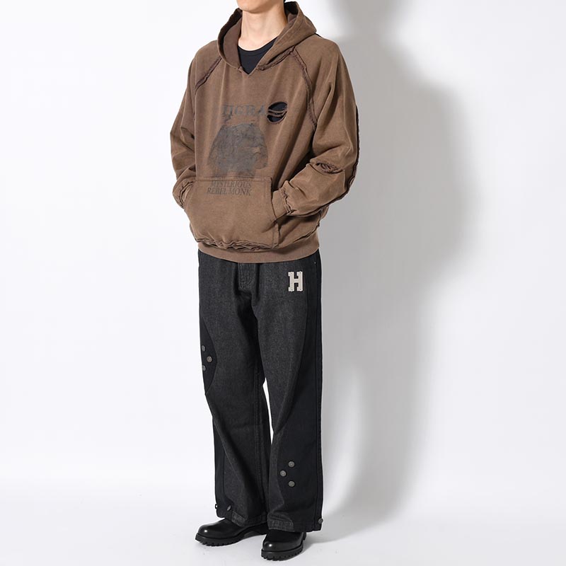 FADE OVERLAP PRINT HOODIE -3.COLOR-