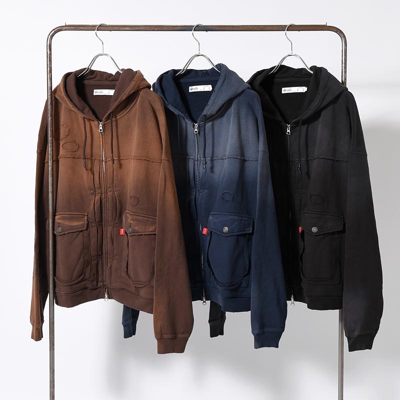 FADE DAMAGE ZIP HOODIE -3.COLOR-